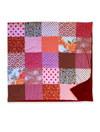 Tæppe - pink/bordeaux/rød patchworktæppe